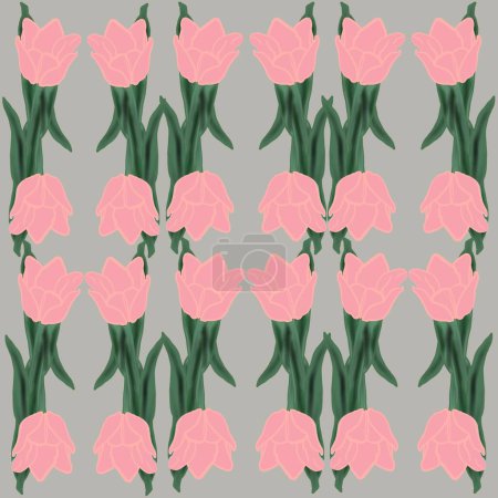 flower, tulip, spring, vector, nature, tulips, flowers, floral, illustration, pink, pattern, plant, card, design, art, leaf, blossom, summer