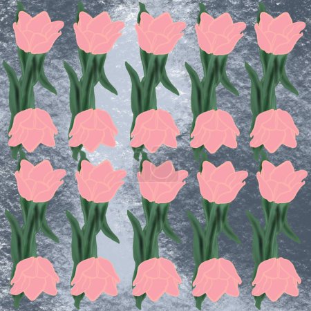 Blume, Tulpe, Frühling, Vektor, Natur, Tulpen, Blumen, Blumen, Illustration, rosa, Muster, Pflanze, Karte, Design, Kunst, Blatt, Blüte, Sommer