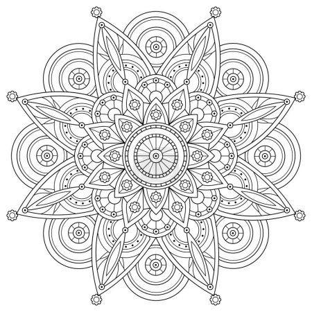 Illustration for Mandala.Coloring book antistress for children and adults. Illustration isolated on white background.Zen-tangle style. Hand draw - Royalty Free Image