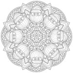 Mandala with Santa Claus and holly berries.Coloring book antistress for children and adults. Illustration isolated on white background.Zen-tangle style. Hand draw