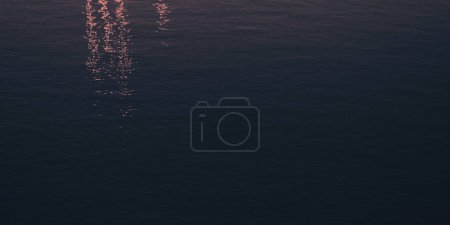 Photo for Sea waves in the evening, red color is reflected in the water, wide panoramic view - Royalty Free Image