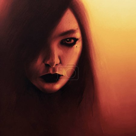 Portrait of a mystical girl, close-up, dark fantasy
