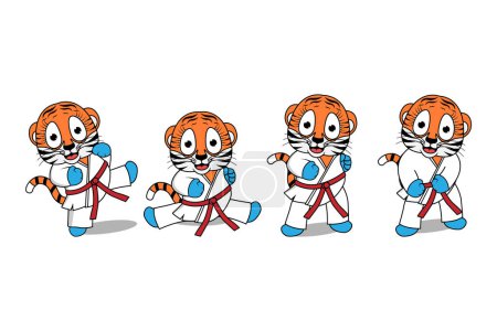 Illustration for Cute tiger animal cartoon karate - Royalty Free Image