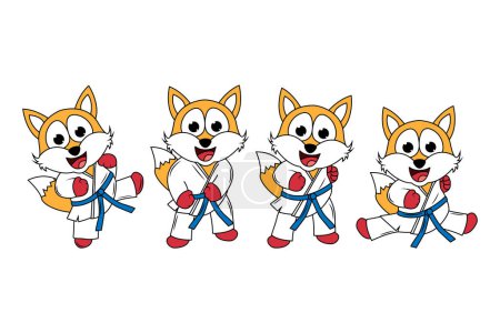 Illustration for Cute fox cartoon karate illustration - Royalty Free Image