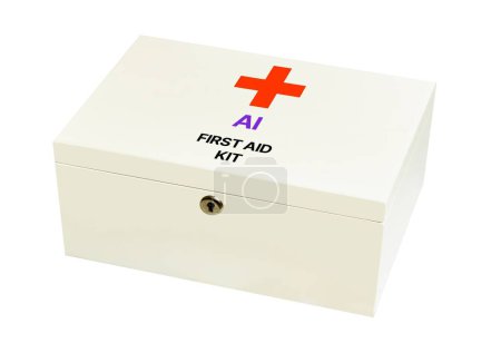 Photo for First aid box labeled "AI First Aid" for artificial intelligence - Royalty Free Image