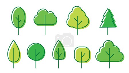 Illustration for Set of green tree icon. symbol and illustration. different shape - Royalty Free Image