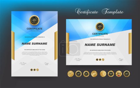 Illustration for Certificate of appreciation or Award diploma template design and vector golden Luxury premium badges - Royalty Free Image