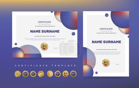 Illustration for Certificate of appreciation or Award diploma template design and vector golden Luxury premium badges design - Royalty Free Image