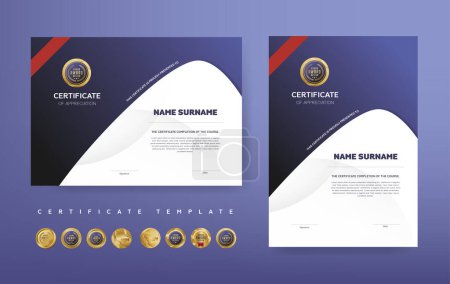 Ilustración de Certificado de apreciación o diseño de plantilla de diploma de premio y diseño de insignias premium de lujo vector dorado - Imagen libre de derechos