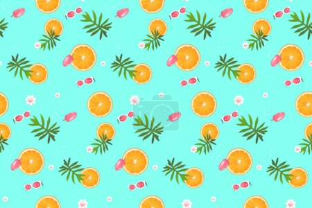 Ilustración de Patrón sin costuras de verano con vibraciones de playa tropical de verano - Imagen libre de derechos