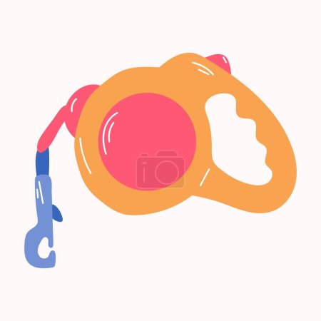 Téléchargez les photos : Carabiner retractable dog leash. Vector hand drawn illustration - en image libre de droit