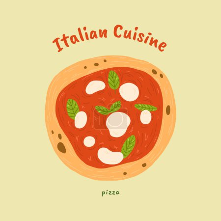 Ilustración de Ilustración vectorial de la pizza napolitana. Tarjeta concepto cocina italiana. - Imagen libre de derechos