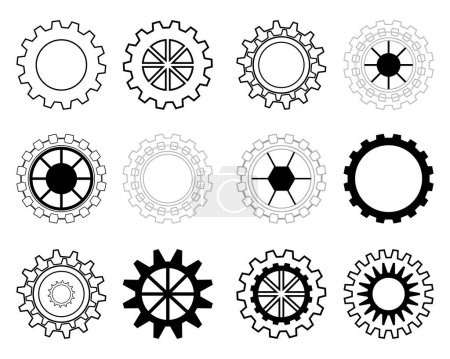 Illustration for Collection of cog gear wheel part engineering factory icon element decoration graphic design abstract background vector illustration 20221106 - Royalty Free Image