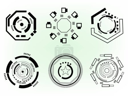 Illustration for Set of tech gears cog wheel futuristic technology icon pattern abstract background pattern template vector illustration - Royalty Free Image