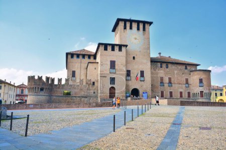 Photo for Fontanellato, Parma, Emilia-Romagna, Italy. Rocca Sanvitale. The Sanvitale fortress, also known as Fontanellato castle, is a medieval castle entirely surrounded by a moat still filled with water. - Royalty Free Image