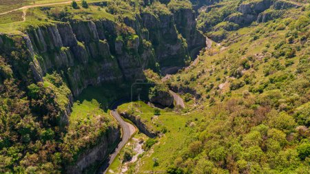 Aerial view of Cheddar Gorge and the surrounding area