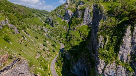 Aerial view of Cheddar Gorge and the surrounding area