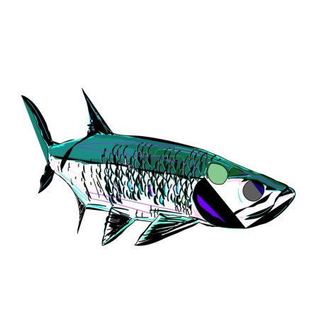 Illustration for Art Deco Tarpon Fish - Royalty Free Image