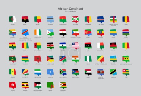Illustration for African Continent countries flag icons collection - Royalty Free Image
