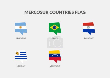 Illustration for Mercosur Countries Chat flag icon set. - Royalty Free Image
