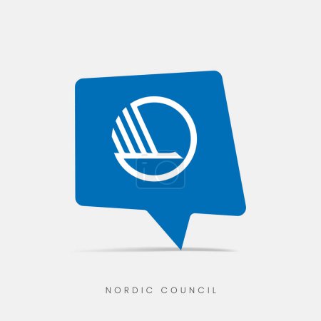 Illustration for Nordic Council flag bubble chat icon - Royalty Free Image