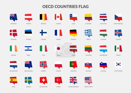 Illustration for OECD - Organisation for Economic Co-operation and Development Countries flag Chat icons collection - Royalty Free Image