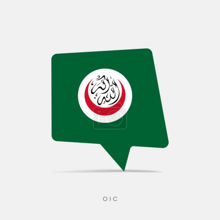 Ilustración de OIC - Organización de Cooperación Islámica bandera burbuja icono de chat - Imagen libre de derechos