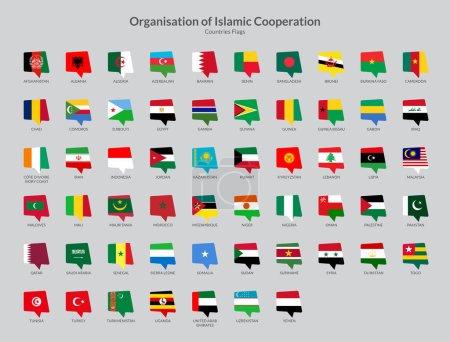 Illustration for Organisation of Islamic Cooperation Countries flag icons collection - Royalty Free Image