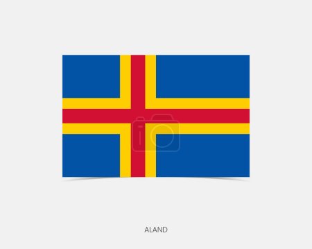 Illustration for Aland Rectangle flag icon with shadow. - Royalty Free Image