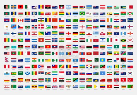 Téléchargez les illustrations : Monde Tous les pays Rectangle flag icon - en licence libre de droit