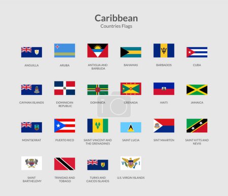 Illustrazione per Paesi dei Caraibi Icona bandiera rettangolo - Immagini Royalty Free