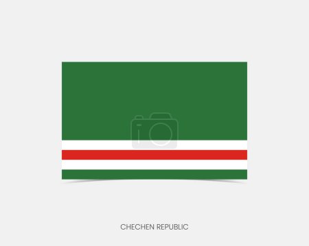 Téléchargez les illustrations : République tchétchène Icône du drapeau rectangulaire avec ombre. - en licence libre de droit