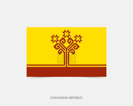Illustration for Chuvashia Rectangle flag icon with shadow. - Royalty Free Image
