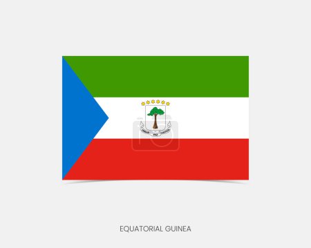Téléchargez les illustrations : Guinée équatoriale Icône de drapeau rectangulaire avec ombre. - en licence libre de droit