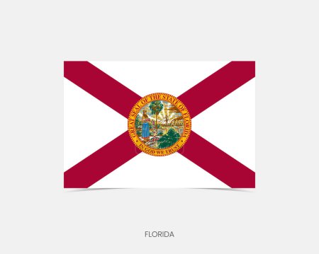 Téléchargez les illustrations : Florida Rectangle icône drapeau avec ombre. - en licence libre de droit