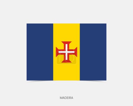 Ilustración de Madeira icono de la bandera rectángulo con sombra. - Imagen libre de derechos