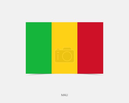 Illustration pour Icône drapeau Mali Rectangle avec ombre. - image libre de droit