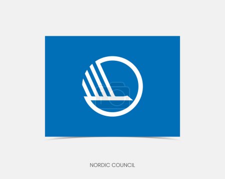 Illustration for Nordic Council Rectangle flag icon with shadow. - Royalty Free Image
