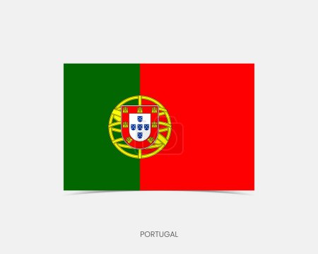 Illustration for Portugal Rectangle flag icon with shadow. - Royalty Free Image