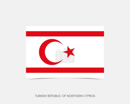 Téléchargez les illustrations : République turque de Chypre du Nord icône du drapeau rectangle avec ombre. - en licence libre de droit