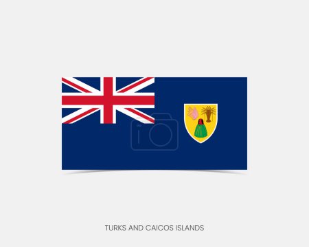 Téléchargez les illustrations : Icône drapeau rectangulaire des îles Turks & Caicos avec ombre. - en licence libre de droit
