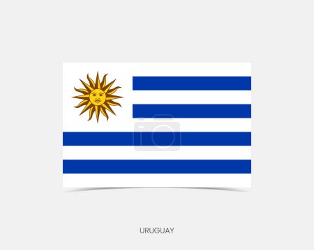 Téléchargez les illustrations : Icône drapeau Uruguay Rectangle avec ombre. - en licence libre de droit