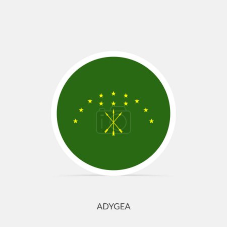 Illustration for Adygea round flag icon with shadow. - Royalty Free Image