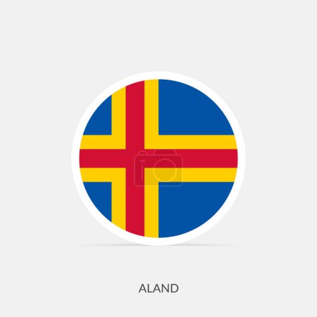 Illustration for Aland round flag icon with shadow. - Royalty Free Image