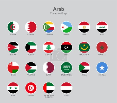 Téléchargez les illustrations : Pays arabes drapeau icônes collection - en licence libre de droit