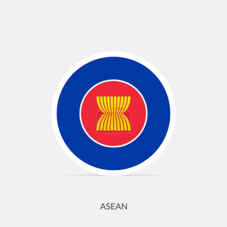 Illustration for ASEAN round flag icon with shadow. - Royalty Free Image