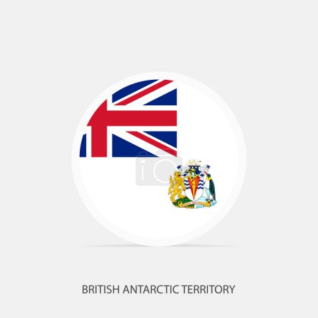 Illustration for British Antarctic Territory round flag icon with shadow. - Royalty Free Image