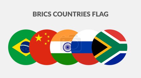 Ilustración de Colección de iconos bandera países Brics - Imagen libre de derechos