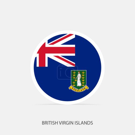 Illustration for British Virgin Islands round flag icon with shadow. - Royalty Free Image