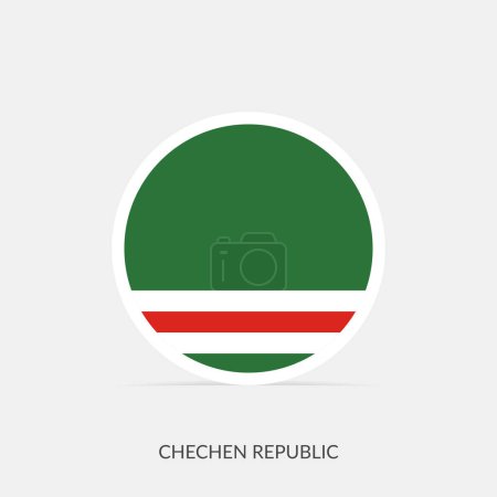 Téléchargez les illustrations : République tchétchène icône drapeau rond avec ombre. - en licence libre de droit